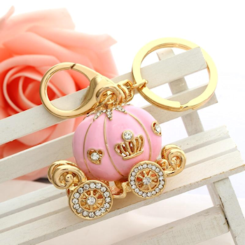 Cute Rhinestone Pumpkin Car Pendant Keyring